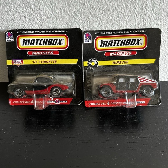 MATCHBOX MADNESS TACO BELL EXCLUSIVE SERIES 1/64 '62 CORVETTE HUMVEE NEW - Picture 1 of 2